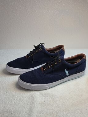 Polo Ralph Lauren Style Vaughn Boat Shoes Denim Canvas Mens 12 In Vguc Hot